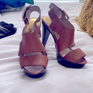 Michael Kors Platform Brown Leather Heels